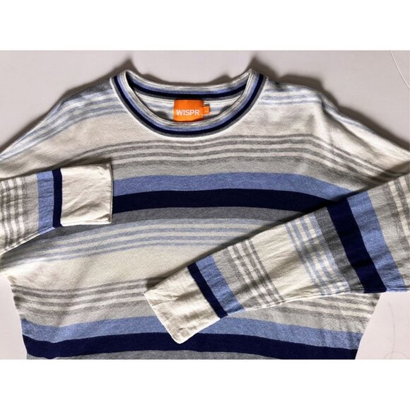 Wispr by Brodie Gradient Nautical Stripe Silkblend Sweater Blue White Size Large - Picture 4 of 6